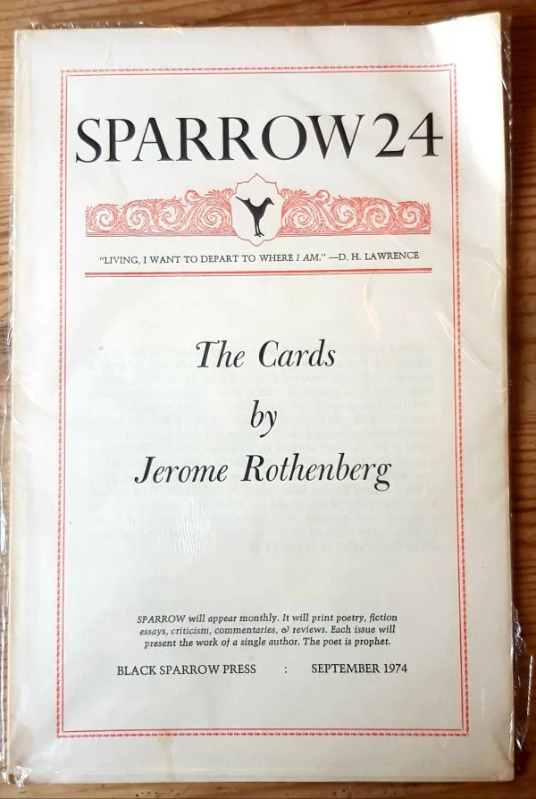 Sparrow 24   The Cards by Jerome Rothenberg Black Sparrow Press September 1974